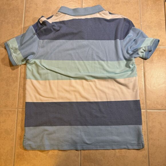 Izod Advantage Performance Natural Stretch Blue/white Striped Polo Shirt Mens L - Picture 6 of 6